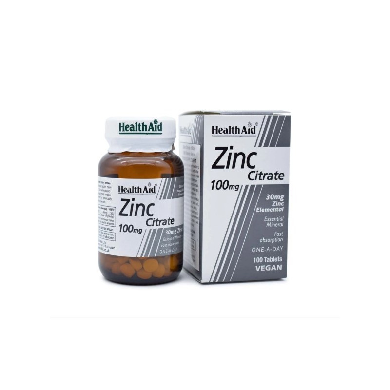 Health Aid Zinc Citrate 100mg Tabs 100