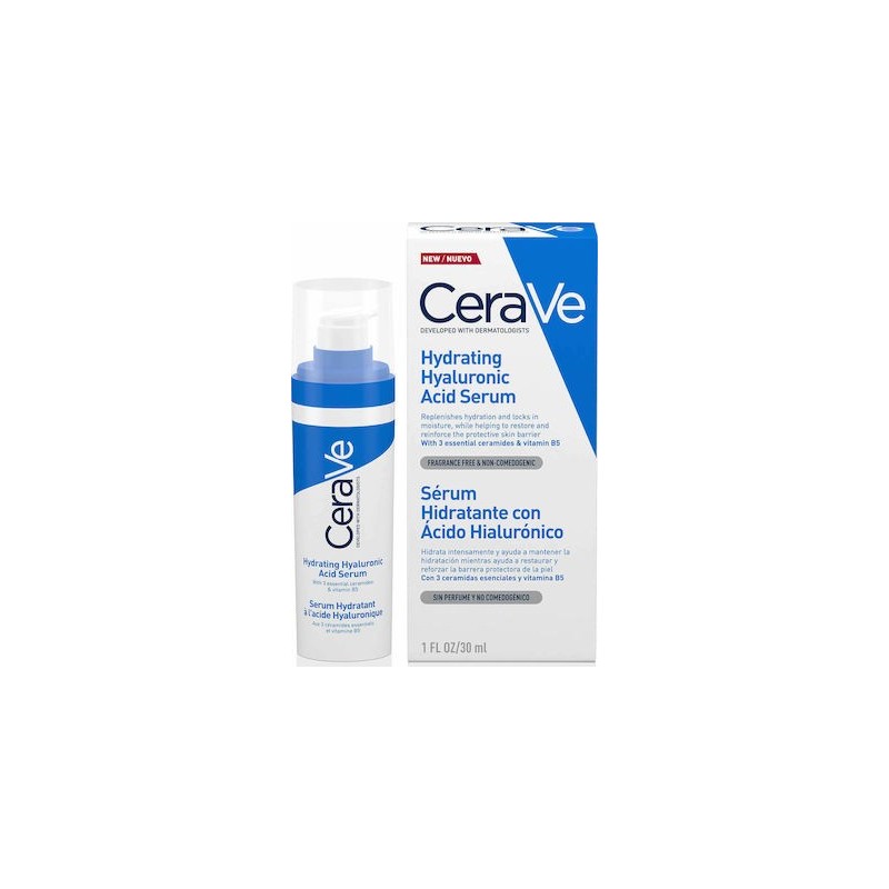 CeraVe Hydrating Hyaluronic Acid Serum Ορός Eνυδάτωσης Προσώπου με Yαλουρονικό Oξύ & 3 Aπαραίτητα Ceramides, 30ml