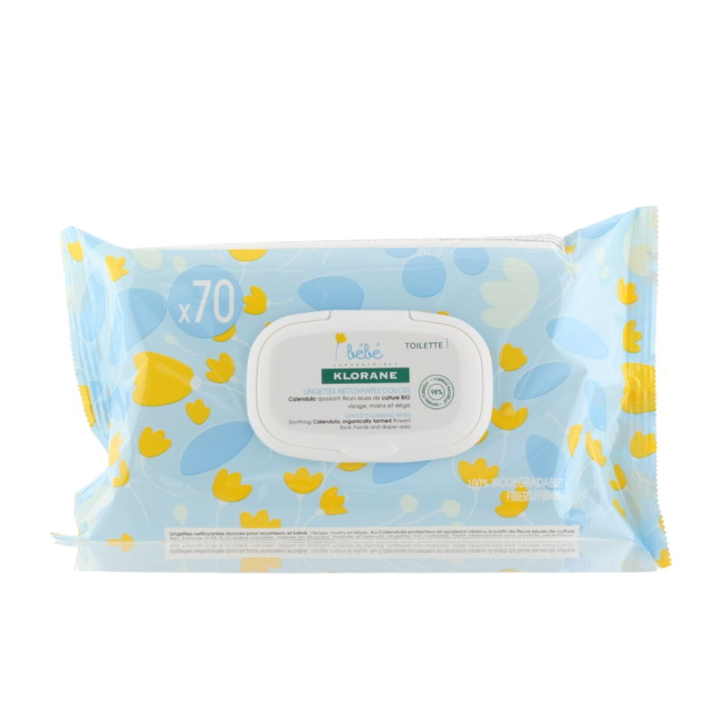 Klorane Bebe Gentle Cleansing Wipes 70PCS