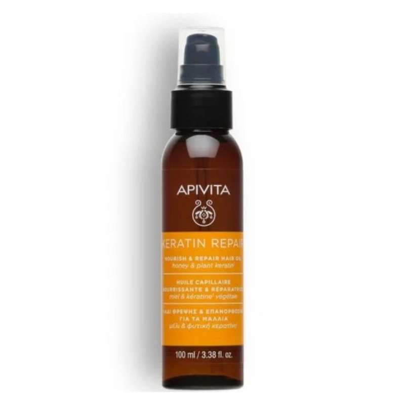 APIVITA KERATIN REPAIR HONEY & PLANT KERATIN HAIR OIL 100ML