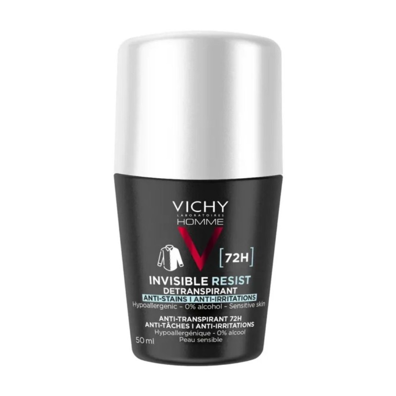 VICHY DEODORANT INVISIBLE RESIST ROLL-ON FOR MEN 72H ANTI-STAINS 50ML