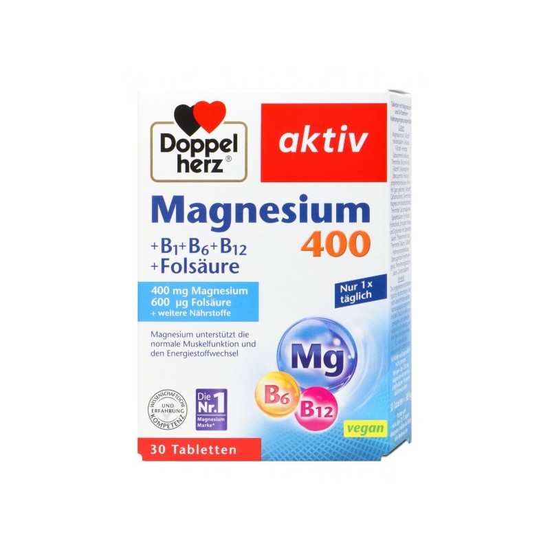 Doppelherz Magnesium + B1,B6,B12, + Folic Acid 30tabs