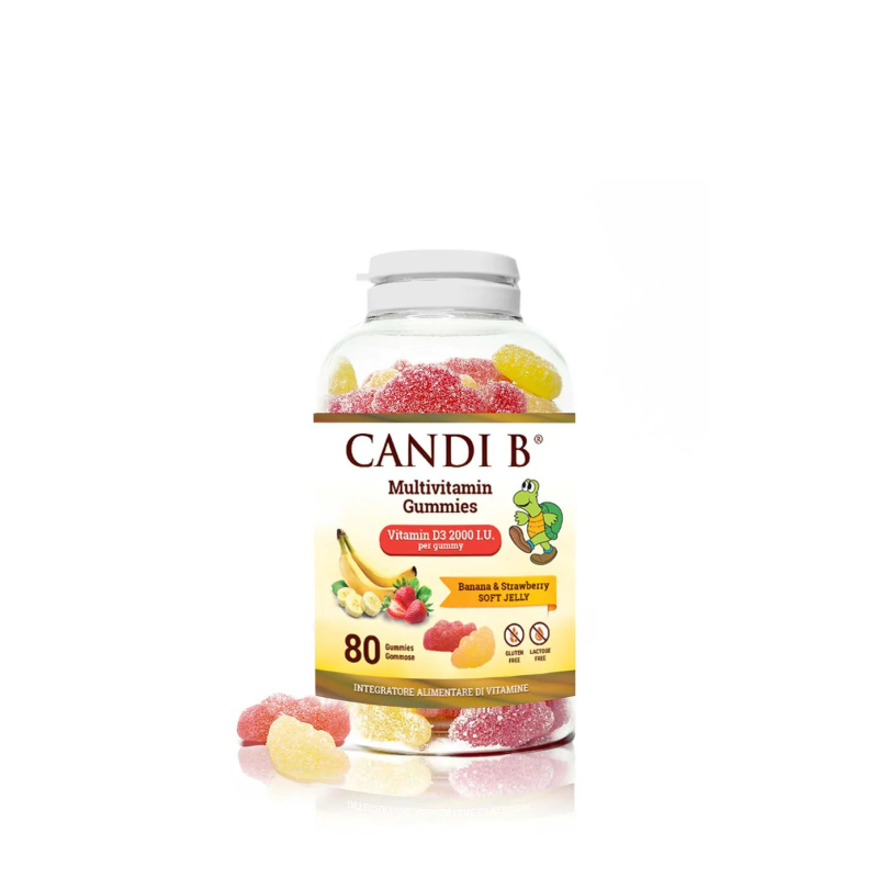 Candi B Multivitamin 80 Gum Bana+Strawbe