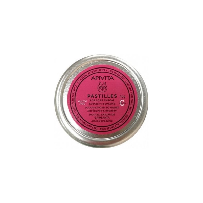 Apivita Pastilles For Sore Throat Blackberry & Propolis 45g