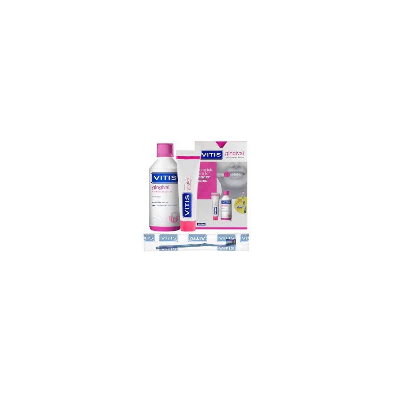 Vitis Gingival Pack Toothpaste, Mouthwash, Toothbrush