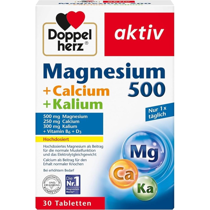 Doppelherz Magnesium 500 n+ Calsium + Potassium 1+1 30tabs