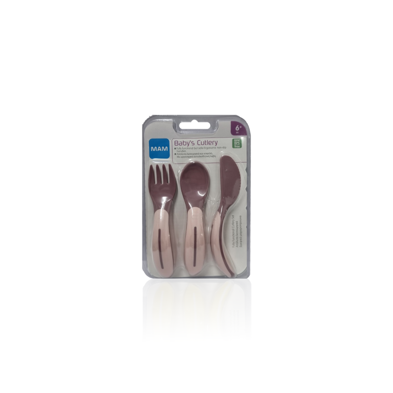 Mam Spoon Fork Knife 6m+ Pink 776305