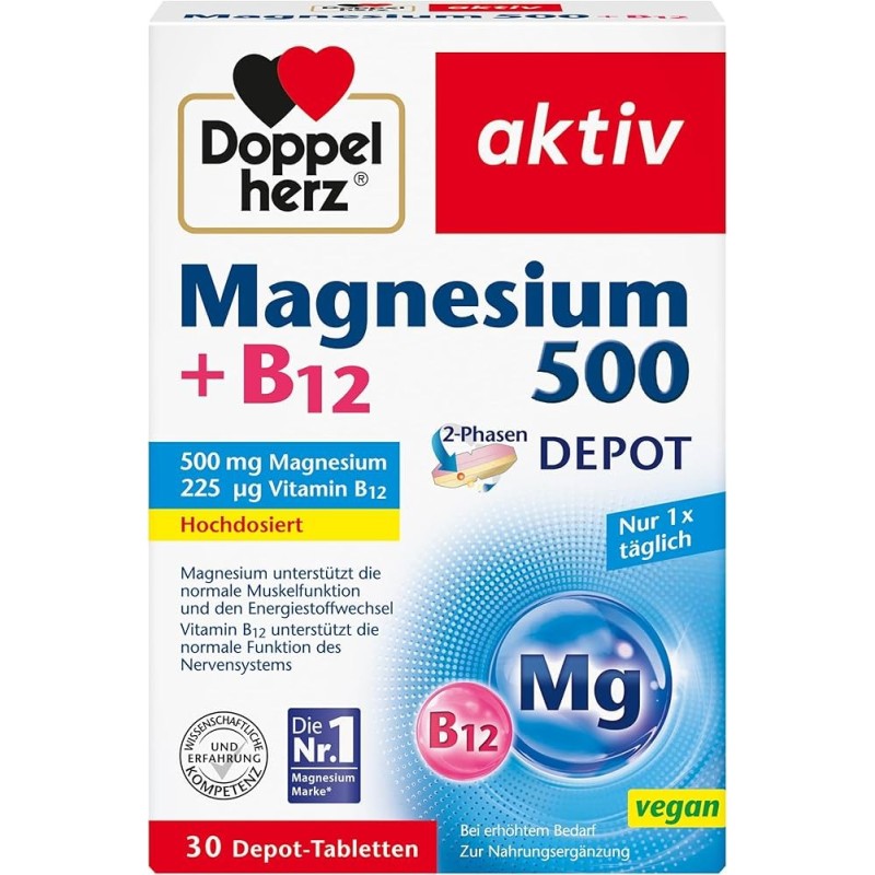 Doppelherz Magnesium 500+B12 Depot 30tabs