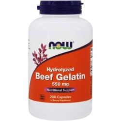 NOW BEEF GELATIN 550MG HYDROLYZED 200 100 CAPSULES